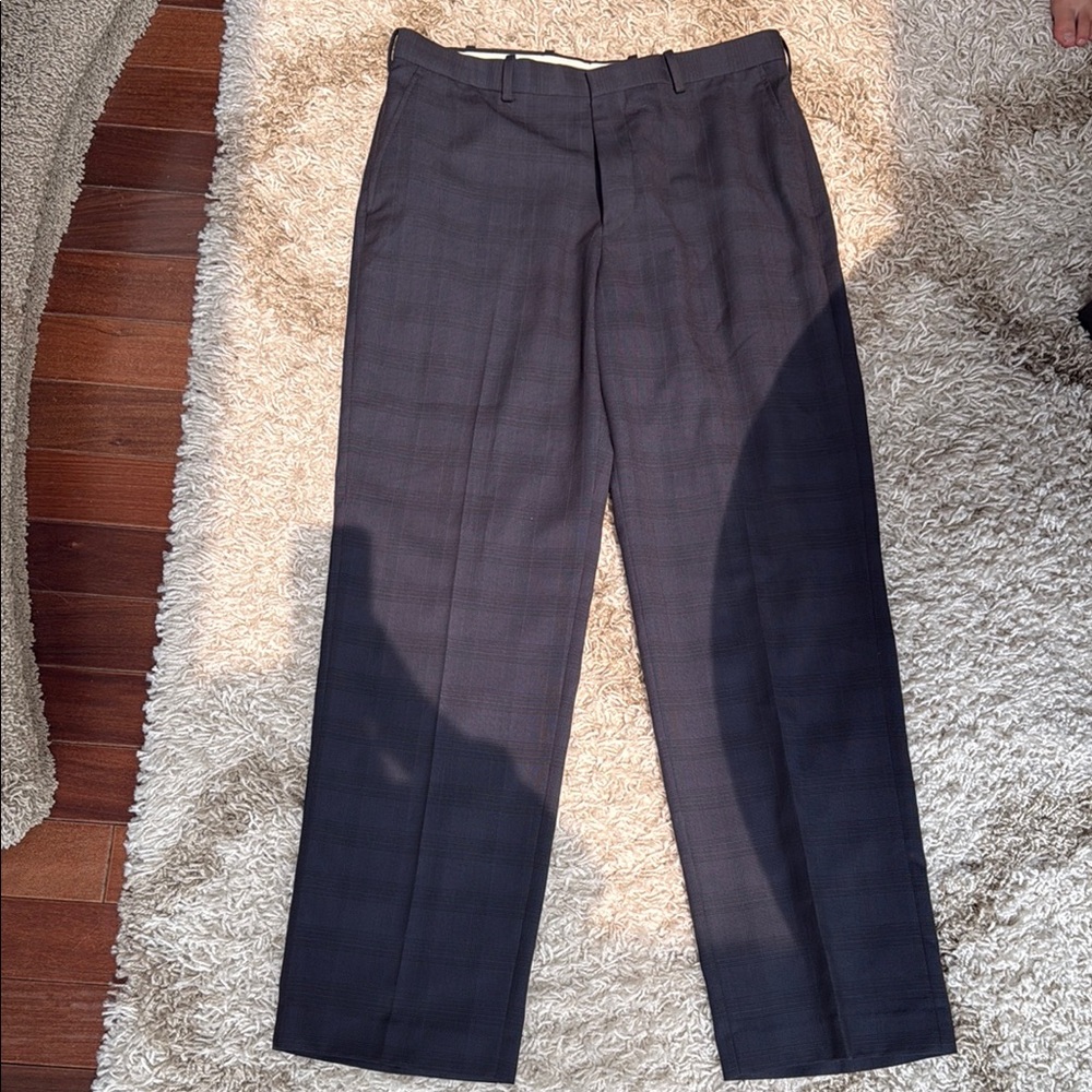 Perry Ellis Navy and Black plaid Dress Pants 34x32